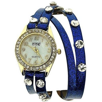 TOC Ladies Crystal Studded Extra Long Dark Blue Glitter Strap Dress SW1096