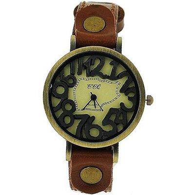 TOC Unisex Oxidised Metal Dancing Numbers Brown Strap SW-775
