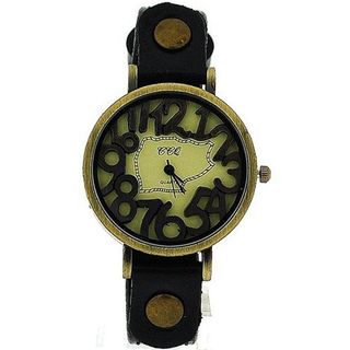 uCCQ TOC Unisex Oxidised Metal Dancing Numbers Black Strap SW-775 
