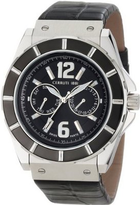 Cerruti 1881 CRA015E222H La Montre Black Dial Black Leather
