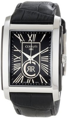 Cerruti 1881 CRB011E222B Firenze Black Textured Dial Black Leather