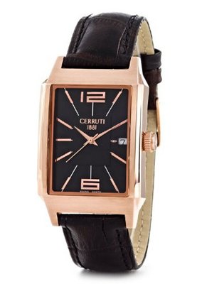 Cerruti CRB007C212C 5 Atmospheres Black Leather Strap Date