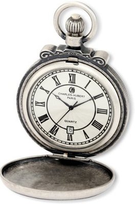 Charles-Hubert, Paris 3863-S Classic Collection Antiqued Finish Hunter Case Quartz Pocket