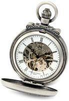 Charles-Hubert, Paris 3866-S Classic Collection Antiqued Finish Double Hunter Case Mechanical Pocket