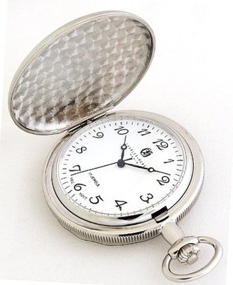 Charles-Hubert, Paris Mechanical Pocket Polished Chrome Plated Exclusive Arabic Numeral Dial!