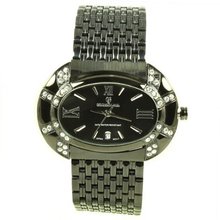 Charlie Jill in Black Dial Enchanted with Rhinestone Black Stainless Steel Bracelet