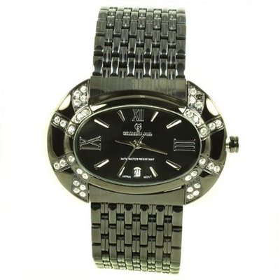 Charlie Jill in Black Dial Enchanted with Rhinestone Black Stainless Steel Bracelet