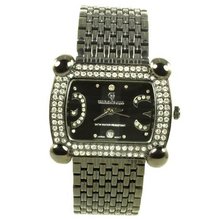 Charlie Jill in Black Dial Enchanted with Rhinestone Black Stainless Steel Bracelet