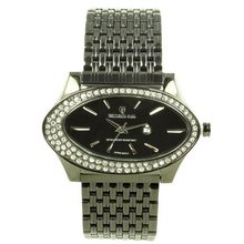 Charlie Jill in Black Dial Enchanted with Rhinestone Black Stainless Steel Bracelet