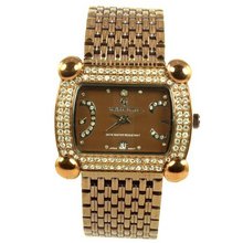 Charlie Jill in Brown Dial Enchanted with Rhinestone Brown Stainless Steel Bracelet