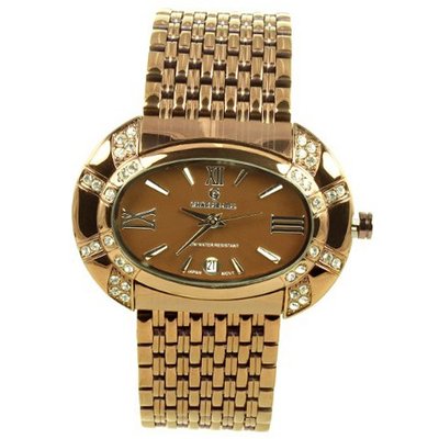 Charlie Jill in Brown Dial Enchanted with Rhinestone Brown Stainless Steel Bracelet