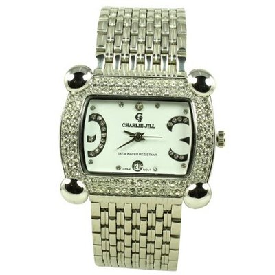 Charlie Jill in Silver Dial Enchanted with Rhinestone and Stainless Steel Bracelet