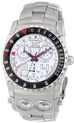 Chase-Durer 220.9WW6-BR21 Trident FCX 2 Alarm Chronograph White Dial