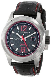 Chase-Durer 990.2BR-ALLI Starburst Automatic Red-Stitched Leather Strap