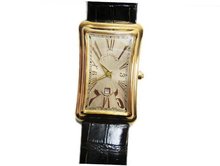 Chase-Durer Oxygene No. 2 Rectangular Goldcase Cream Dial Alligator Strap