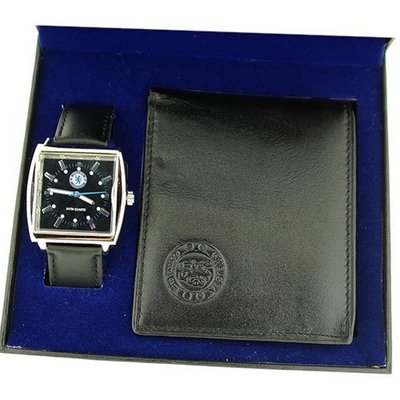 Chelsea FC Gents Black Leather Strap & Wallet Football Gift Set GA2435