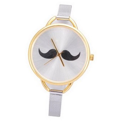 Fashion Silver Mustachioed Pattern Luxury Bracelet Quartz