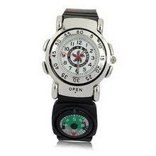 Metal Sports Compass Binary Wrist White (Two Compass)