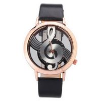Novelty Musical Note Dial Quartz Movement with Black Pu Leather