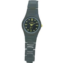 Ladies Chisel Black Plated Tungsten Wrist