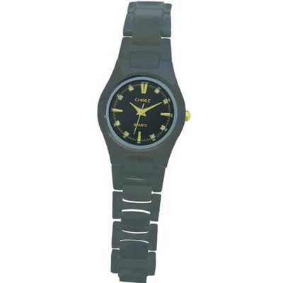 Ladies Chisel Black Plated Tungsten Wrist