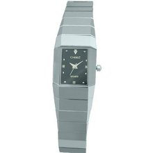 Ladies Chisel Tungsten Black CZ Dial Wrist