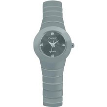 Ladies Chisel Tungsten Black CZ Dial Wrist