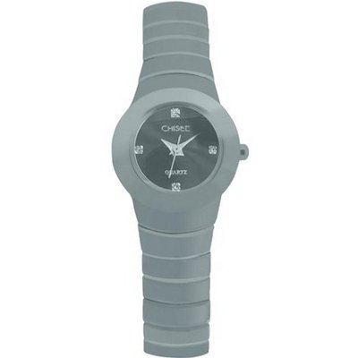 Ladies Chisel Tungsten Black CZ Dial Wrist