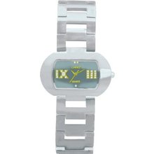 Ladies Chisel Tungsten Black CZ Oval Dial Wrist