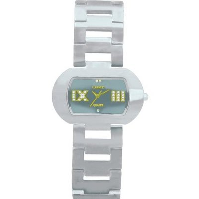 Ladies Chisel Tungsten Black CZ Oval Dial Wrist