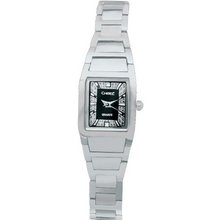 Ladies Chisel Tungsten Black Dial CZ Wrist
