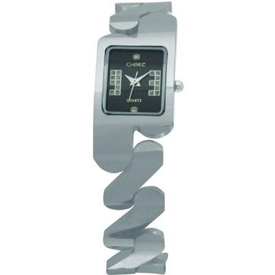Ladies Chisel Tungsten CZ Dial Wrist Zigzag Band