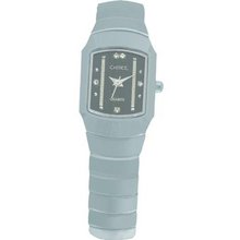Ladies Chisel Tungsten Wrist with Black CZ Dial