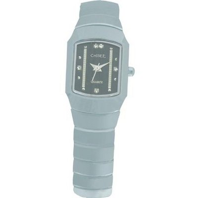 Ladies Chisel Tungsten Wrist with Black CZ Dial