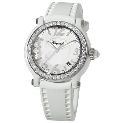 Chopard 288507-9012 Happy Sport Ceramic White Diamond Dial
