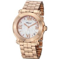 Chopard Happy Sport Round Ladies Mother of Pearl Dial Rose Gold Diamond 277472-5002