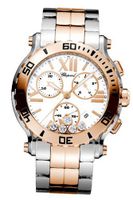 New Chopard Happy Sport Chronograph Stainless Steel and 18K Rose Gold Floating Diamonds
