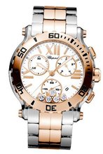 New Chopard Happy Sport Chronograph Stainless Steel and 18K Rose Gold Floating Diamonds