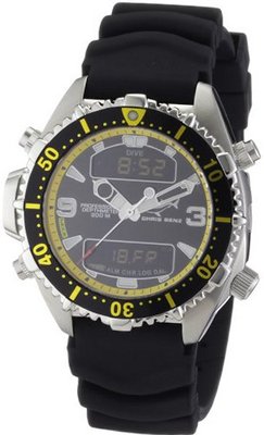 Chris Benz Quartz CB-D-BLACKYELLOW-KB with Rubber Strap