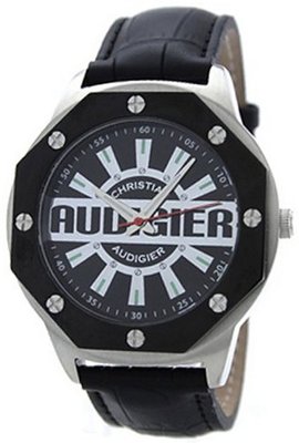 Christian Audigier Revo SWI-655 Black Leather Quartz with Black Dial