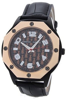 Christian Audigier Revo SWI-659 Black Leather Quartz with Black Dial
