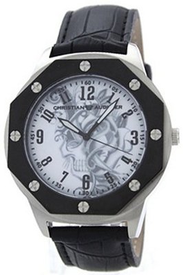 Christian Audigier Revo SWI-660 Black Leather Quartz with White Dial