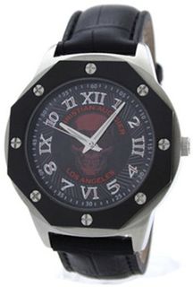 Christian Audigier Revo SWI-661 Black Leather Quartz with Black Dial