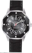 Christian Audigier Revo SWI-664 Black Leather Quartz with Black Dial