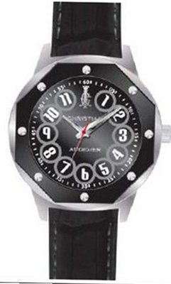 Christian Audigier Revo SWI-664 Black Leather Quartz with Black Dial