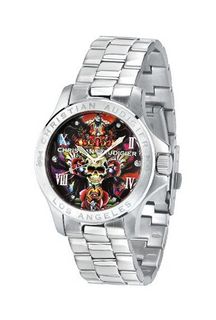 Christian Audigier Unisex ETE-107 Eternity Skulls and Roses Stainless Steel