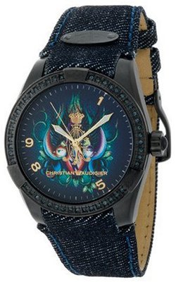 Christian Audigier Unisex INT-304 Intensity Denim Twin Birds Ion-Plating Black