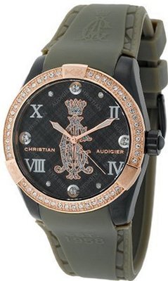 Christian Audigier Unisex INT-313 Intensity Black Argyle Ion-Plating Rose Gold