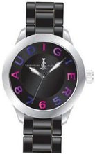Christian Audigier Unisex Velocity SWI-631 Black Rubber Quartz with Black Dial