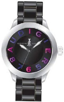 Christian Audigier Unisex Velocity SWI-631 Black Rubber Quartz with Black Dial
